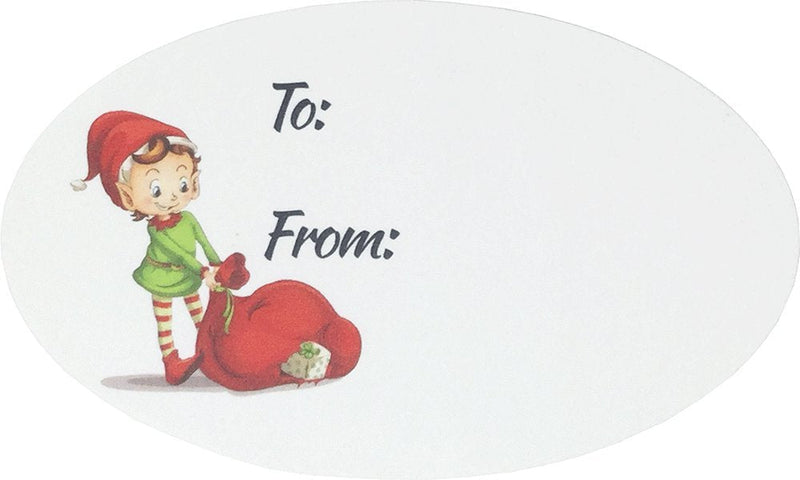 Elf Presents Gifts Tags Christmas Holiday to from Labels 1 1/2 x 2 1/2 Inch 100 Total Stickers