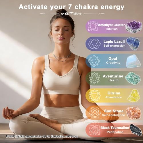 7 Chakra Healing Crystals Set with Guide Cards for Beginners