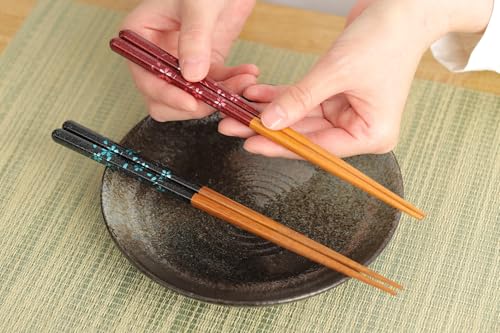 Japanese Chopsticks Set of 2 Pairs [Made in Japan] - Metallic Foil Finish Lacquered Wooden Chopsticks (Cherry Blossom Delight 2prs (MK055)) Cherry Blossom Delight 2prs (MK055)