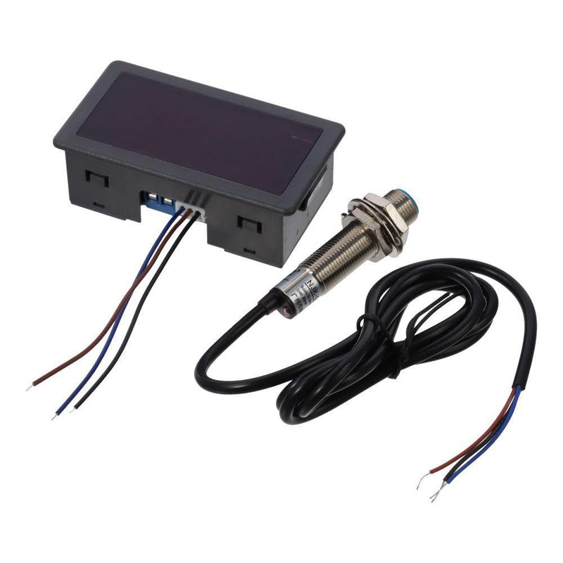 [Australia - AusPower] - Digital LED Tachometer,Red Mini 4 Digit NPN Hall Proximity Switch Sensor Durable AC 110V-230V RPM Speed Measure Meter Lathes, Conveyor Belts 