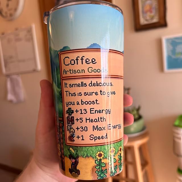 Boosted Retro Game Stats Tumbler, 20 Oz Insulated Stainless Steel Coffee Travel Cup