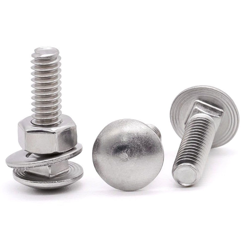[Australia - AusPower] - (10 sets) M8-1.25 x 30mm Stainless Steel Carriage Bolts Screws Kits, Round Head Square Neck Screws, Hex Nuts & Flat Washers, 304 Stainless Steel 18/8, Full Thread 10 