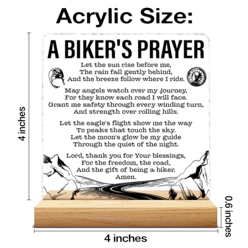 Motorcycle Biker Gifts for Men Women, Religious Gifts for Motorcycle Riders Lovers Dad Husband Boyfriend, a Biker's Prayer Acrylic Sign Home Office Decor
