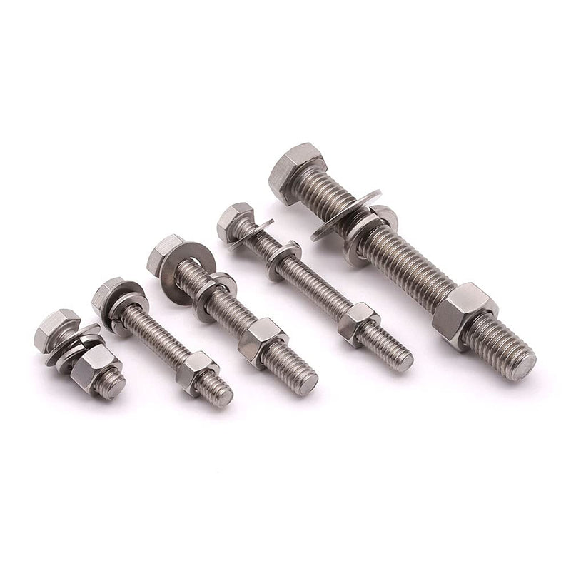 [Australia - AusPower] - (4 Sets) 1/2-13 x 6 Stainless Steel Hex Bolts & Hex Nuts & Flat Washers SAE & Lock Washers Hardware Kit, 304 Stainless Steel 18-8, Full Thread Hexagon Bolt Assortment 1/2-13 x 6" 4 