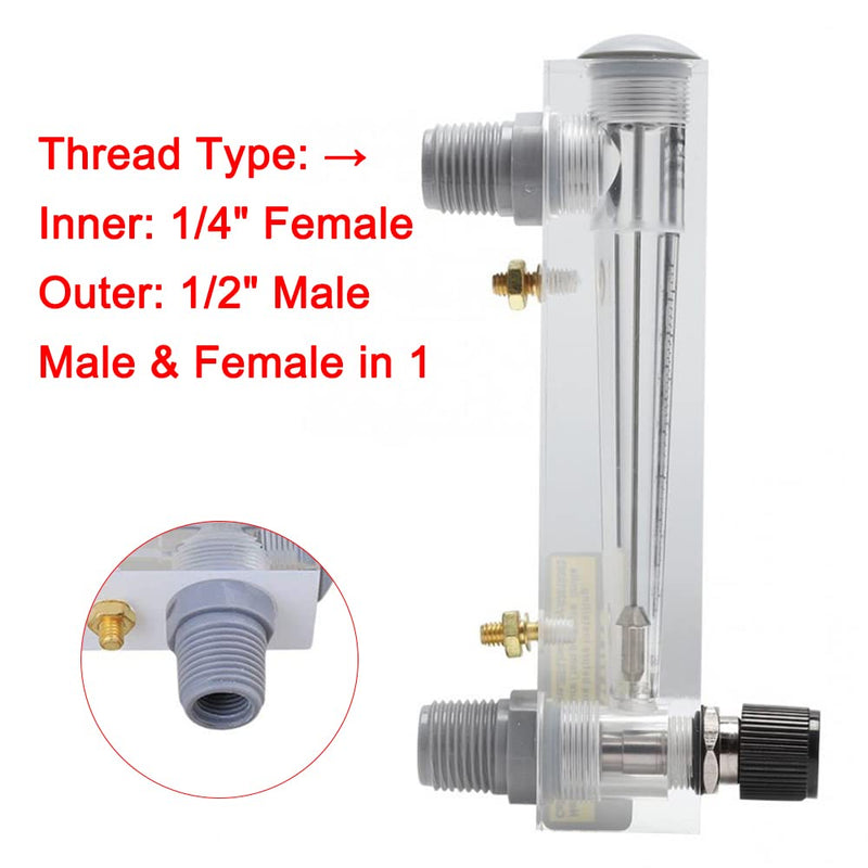 Air Gas Flow Meter, LZM-15T, 1.6-16 m3/h Flow Meter, Panel Air Gas Flow Type Flowmeter with Adjustable Control Valve for Gas/Oxygen/Air Flow Measurement