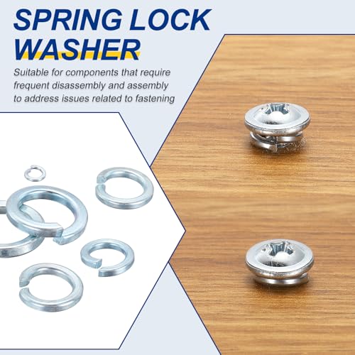 BOLTALIVON #6 carbon steel split lock washers, blue-tone silver finish, 200-piece pack