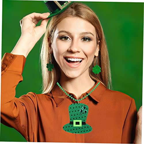 KOMBIUDA . Patricks Day Accessory Plastic Bead Necklace 4 Leaf Beaded Jewelry for Women