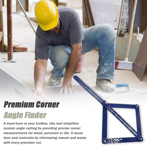 Pcmursal blue corner angle finder tool with miter saw protractor and digital angle scale