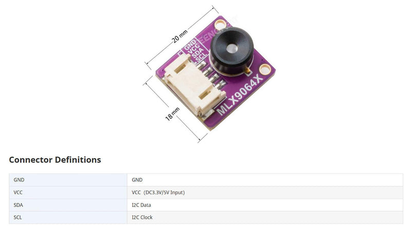 MLX90640 Thermal Imaging Camera Module – 110° Wide Angle, 32x24 IR Sensor Array for Raspberry Pi, HVAC, Fire Detection