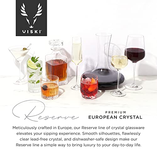Viski Reserve Bruno Cocktail Glasses - Crystal Whiskey Glasses or Rocks Glasses - Ornate Cut Crystal Glasses 11oz Set of 2 Viski