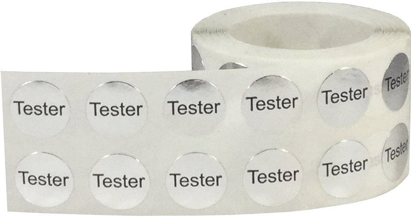 Round Tester Dot Adhesive Stickers, 1/2 Inch Round Labels, 1000 Stickers per Roll, Silver 1/2" Circle
