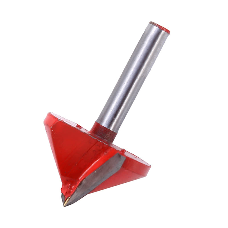 V Groove Cutter, V Shape Milling Wood Cutter Knife CNC Milling Cutter Tungsten Steel Engraving Machine Cutter 90 Degree 6 mm Shank 32 mm Cutter Diameter Engraving Red Router