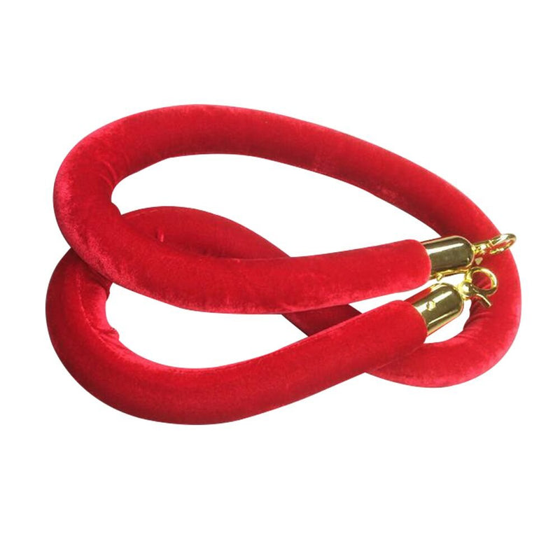 [Australia - AusPower] - Red Velvet Stanchion Rope Crowd Control Rope Barrier with Gold Color Plated Hooks, 5 Foot 5 foot Red 