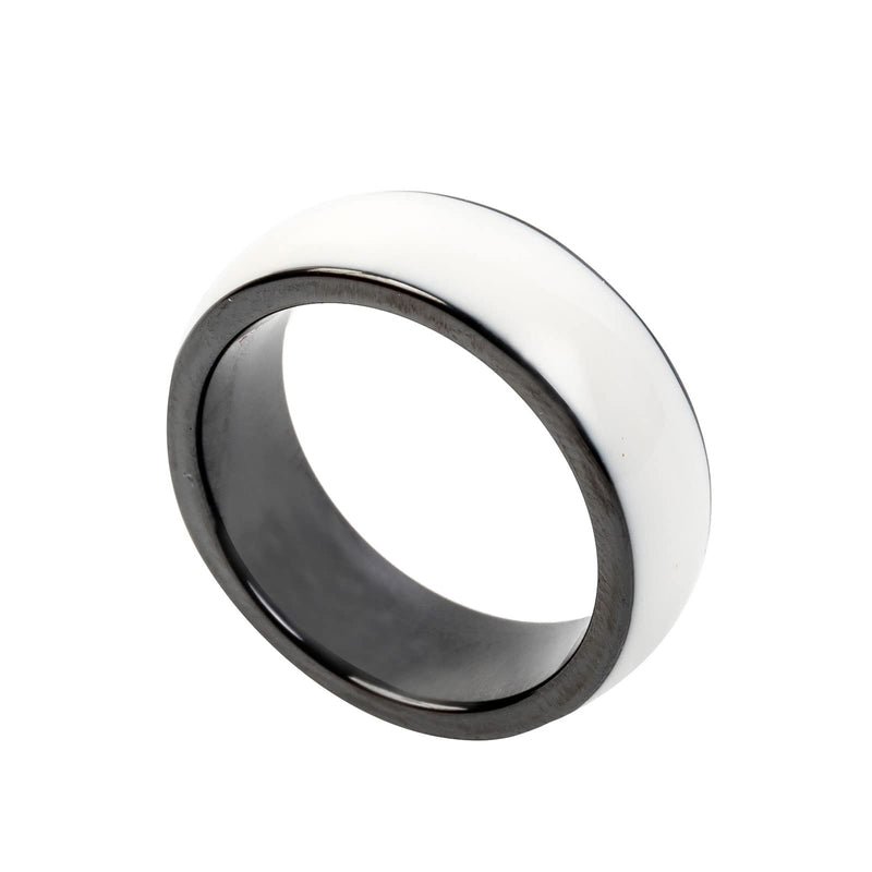 [Australia - AusPower] - RFID White Ceramics Smart Finger rewrite Ring T5577 Chip id Wear for Men or Women white blank ring 7# 