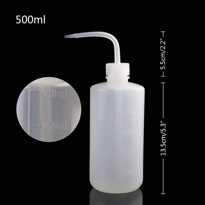 [Australia - AusPower] - DEPEPE 6pcs 500ml Plastic Safety Wash Bottles - Lab Squeeze LDPE Squirt Tattoo Bottle With Narrow Mouth and Scale Labels (17oz x 6) 