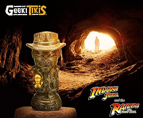Geeki Tikis Indiana Jones With Golden Fertility Idol Ceramic Mug | Party Cocktail Tumbler For Liquor, Beverages | Holds 20 Ounces