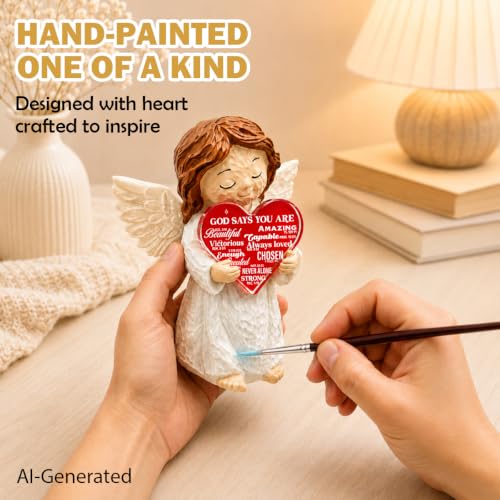 YeleY Christian Gifts for Women, Spiritual Gift Hand-Painted Angel Figurine God