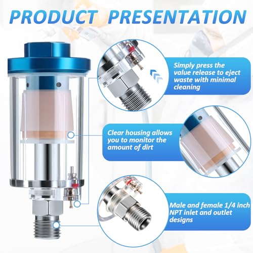 Mudder 2-piece 1/4-inch NPT air compressor filter oil water separator set