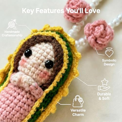 Crochet Virgen De Guadalupe Cute Virgin Mary Crochet Car Accessories Pink Guadalupe Pink