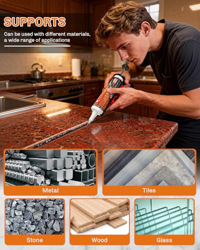 WELLUCK dark brown silicone caulk tube for waterproof sealing and matching walnut, mahogany, and dark wood finishes