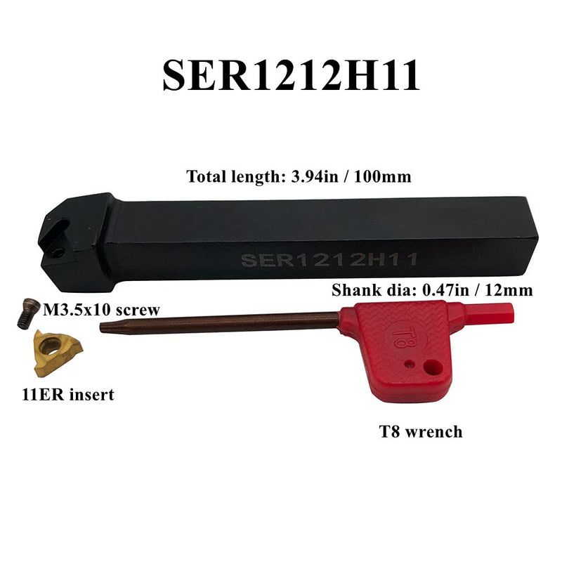 [Australia - AusPower] - 1/2" Lathe Threading Tool External/Internal Threading Holder SER 1212H11+ SNL 0008K11 Threading Holder with 11ER AG60 11IR AG60 Threading Inserts (SER1212H11+SNL0008K11+11ER AG60) SER1212H11+SNL0008K11+11ER AG60 