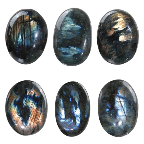 TUMBEELLUWA Polished Labradorite Palm Worry Stone for Stress Relief Blue 200-250 g