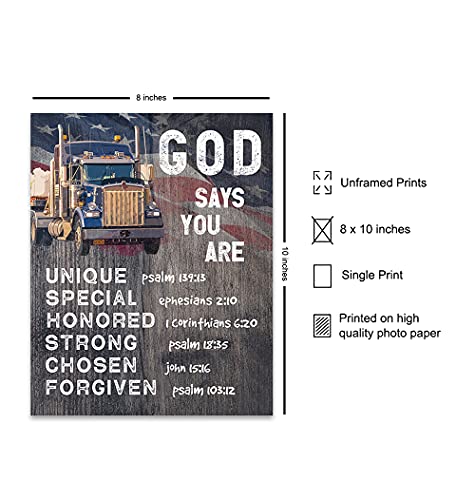 Rustic Patriotic Religious Wall Art - Christian Gifts for Men - God Says You Are Decor - Spiritual Inspirational Quotes - Holy Scripture Bible Verses - Country Wall Decor - Faith Decoration