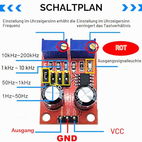 NE555 Pulse Rate Duty Cycle Adjustable Module Rectangular Rectangular Wave Signal Generator, Stepper Motor Driver Board Module NE555 Pulse Generator (Pack of 5)