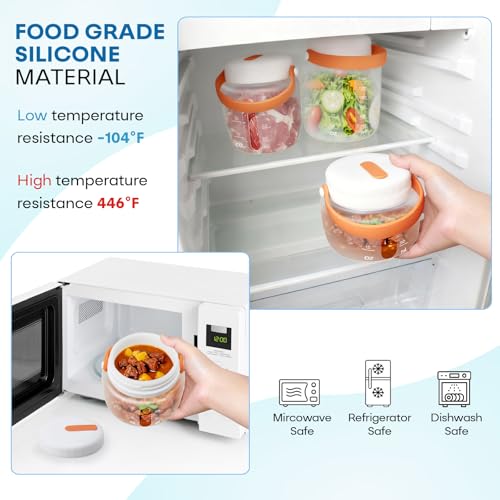 Airtight Silicone Food Storage Containers Set - Leakproof Food Canister Jars of 3 with Vent Lid,Handle for Outdoor,Safe Foldable Reusable,Salad Freezer Storage Container,Dishwash Micro Safe,White 3Pack(1500+1000+500）