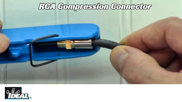 IDEAL Electrical LinearX3 coax compression tool with RG-6/6 Quad F, BNC, and RCA connectors