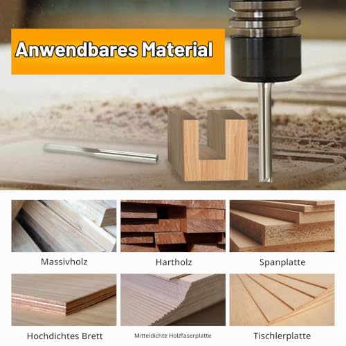 EU_HOZLY 1/8" Double Two Flute Straight Slot CNC Router Bits Wood MDF Milling 3.175mm X2 X12mm Pack of 10 3.175X2X12mm