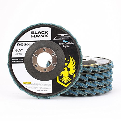 BHA 4.5 x 7/8 inch T29 blue fine surface conditioning flap disc, 5-pack quick change discs
