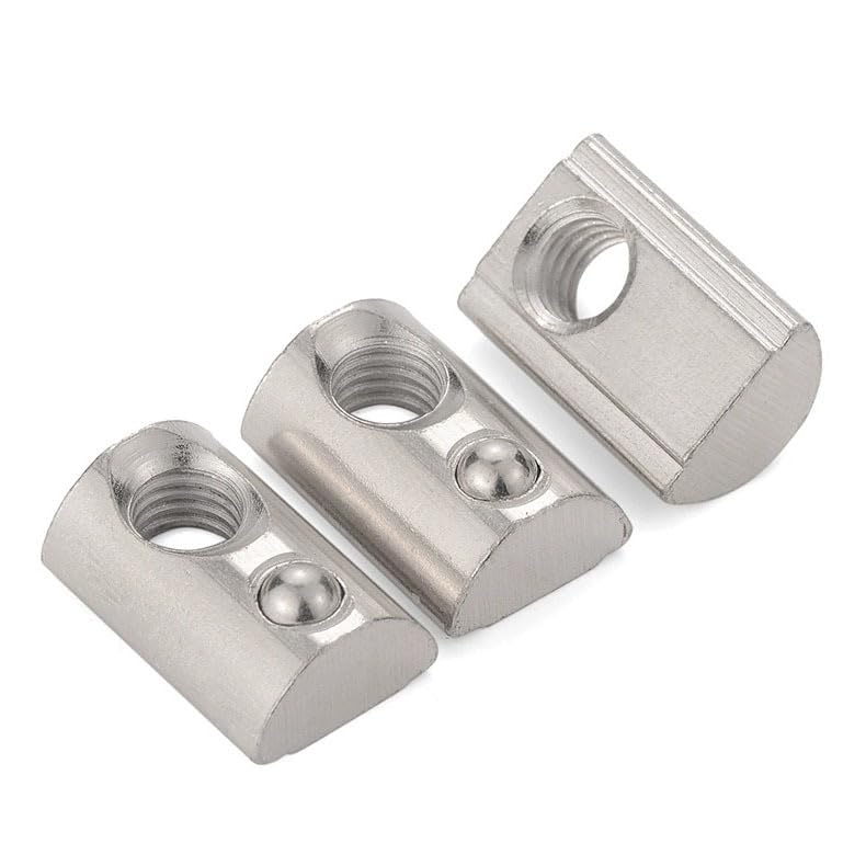 [Australia - AusPower] - 10Pcs Silver 1/4-20 Steel Roll in T-nut with Ball Spring, Suitable for 1010 Series or 1.0 Inch Base Aluminum Extrusion Profile Rail?Fasteners 