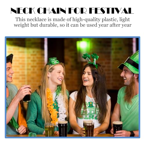 3pcs St Patrick's Day Shamrock Necklaces Lightweight Plastic Decorative round Beads Necklace Set for Birthday Parties and Festival Accessories
