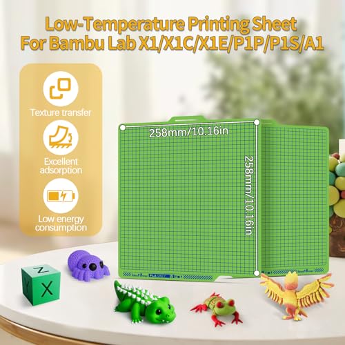IdeaFormer Grid Textured Cool Plate for Bambulab P1S A1 X1C X1 P1P X1E, PLA Cold Plate 30-50°C Low Temperature Grid Printing Plate for Bambu Lab P1S A1 X1C 257x257mm