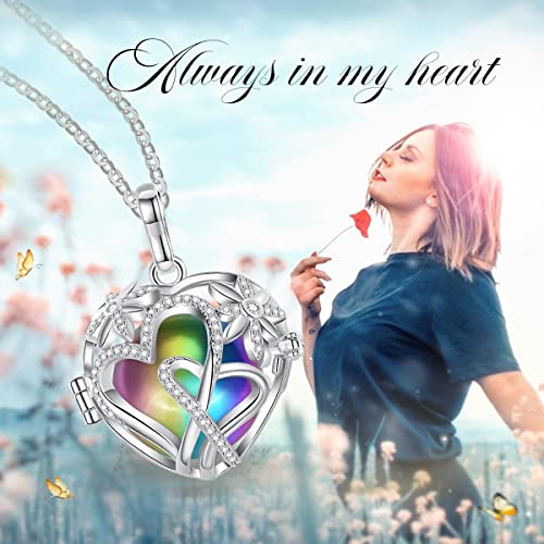 Urn Necklace for Ashes Cremation Jewellery for Ashes Necklace Double Heart Pendant for Ashes Keepsake Necklace Funeral Memorial Gift for Human Pets Ashes, 61cm