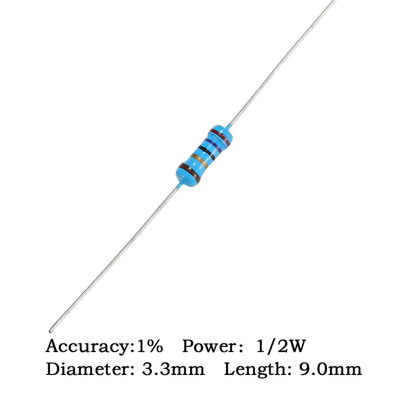 [Australia - AusPower] - 130 Values 1300PCS Resistor Kit 1/2W 1% Metal Film Resistors 1 Ohm-3M Ohm Assortment Kit for DIY Projects and Experiments 