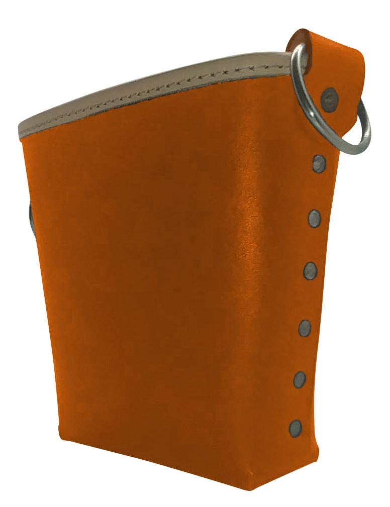 3875-ORN Bolt Bag with 2 Spud Wrench Holders, Wide Mouth | Ironworker Bolt Bag | Premium, Ultra Durable Buffalo Leather | Commercial Grade Sliding Tool Belt Accessory | Medium Size Pouch