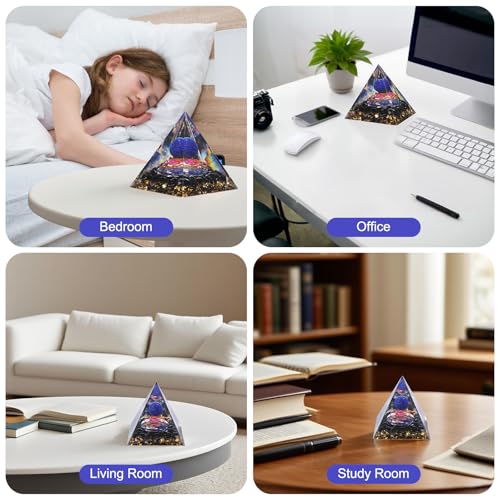 Orgone Pyramid Lapis Lazuli Orgonite Money Healing Crystal for Positive Energy with Obsidian Reduce Stress Chakra Reiki Healing Meditation Attracts Lucky and Success