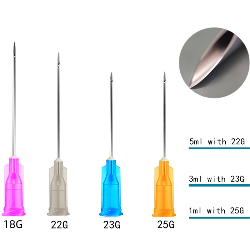 [Australia - AusPower] - 20 Pack Plastic Syringe Luer Lock with Needle - 10ml, 5ml, 3ml, 1ml Syringes and 18Ga, 22Ga, 23Ga, 25Ga Needle, Individually Sealed Package STYLE20-C 