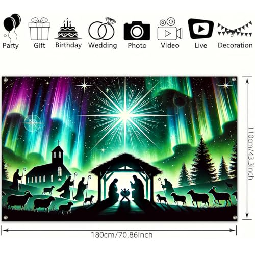 BlissYard Christian Manger Backdrop Star Christmas Decorations 71 x 43 Inch
