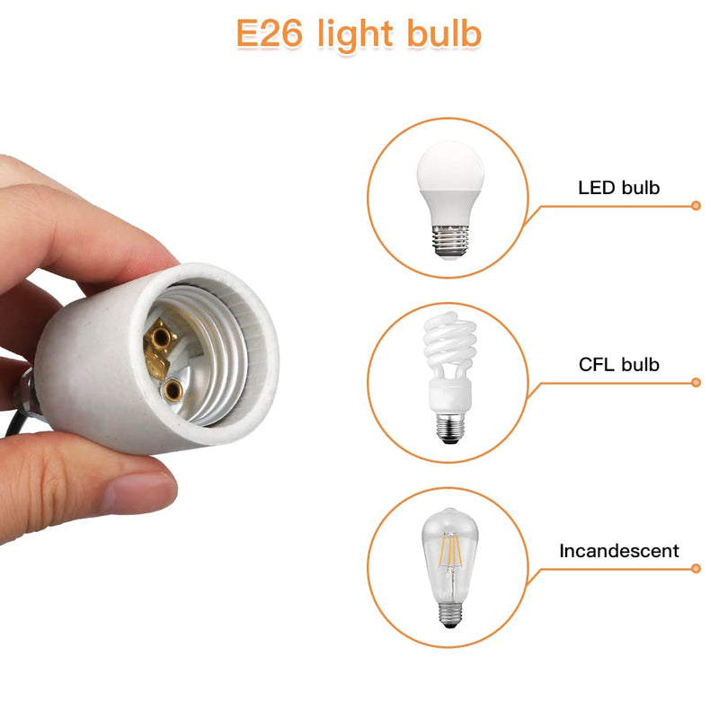 [Australia - AusPower] - E26 E27 Ceramic Light Socket, Helunsi Medium Base Porcelain Lamp Holder, Ceramic Light Bulb Socket with 12" Wire Lead, Medium Base Lampholder for Incandescent Led Light Bulbs Replacement (Pack of 4) Conventional Ceramic 