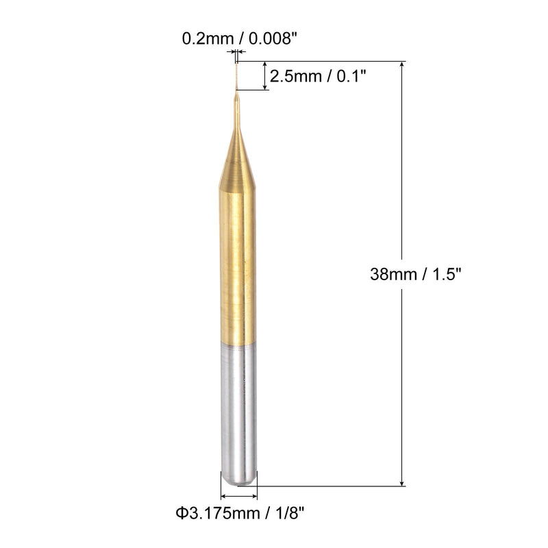 uxcell 10Pcs 0.2mm Titanium Coat Carbide End Mill Engraving Milling Cutter CNC Router Bits for PCB Machine, 1/8" Shank