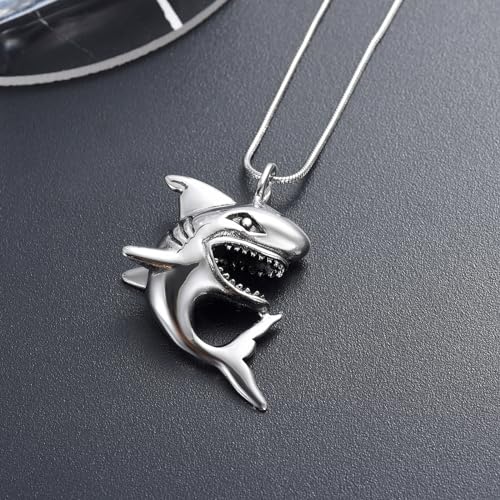 shajwo Cremation Jewelry Shark Urn Necklaces Silver
