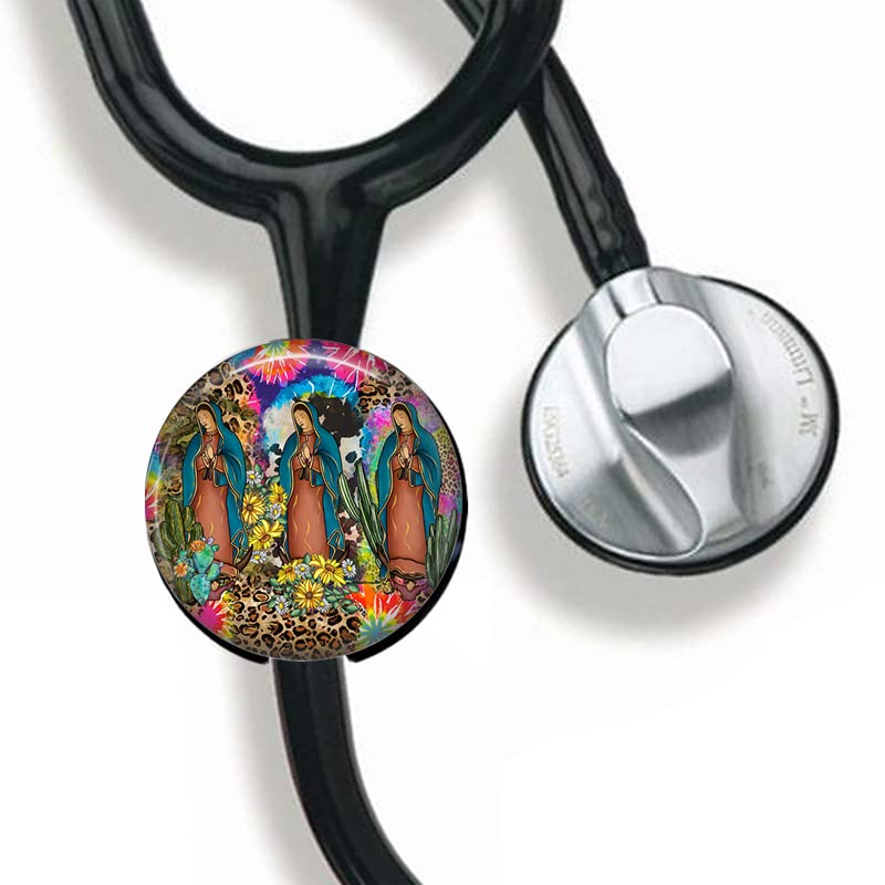 [Australia - AusPower] - CHNLML Stethoscope Name Tag Nurse Doctor Stethoscope ID Tag Customized Steth ID Tag (Flower Our Lady of Guadalupe) Flower Our Lady of Guadalupe 