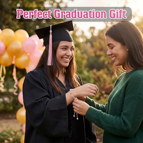 Vesici 8 Pcs Class of 2026 Graduation Gift Box Set for Women Her Grad Cap Box Glass Cup Makeup Bag Bracelet Pen Keychain College High School Graduation Gift for Daughter Sister Friend(Pink) Pink