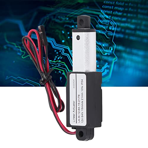 Mini Electric Linear Actuator 12V, 64N 15mm/s Small Linear Actuator with Mounting Brackets, IP54 Waterproof Motion Actuator for Home Automation (21mm) 21mm