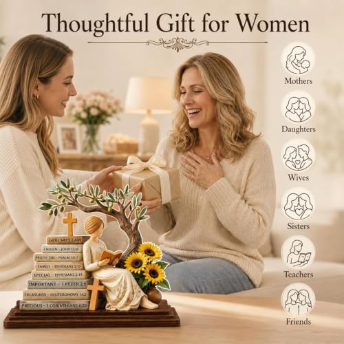 Christian Gifts for Women-Desk Bible Verse Decor, Sunflower Christian Gifts