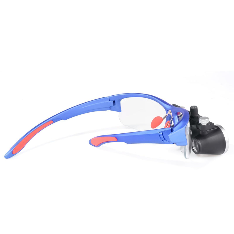 [Australia - AusPower] - 3.5x420 MM Angle Adjustable Binocular Loupes Magnifier Glasses Lab Magnification loupes with Black Cloth Case (Blue) Blue 