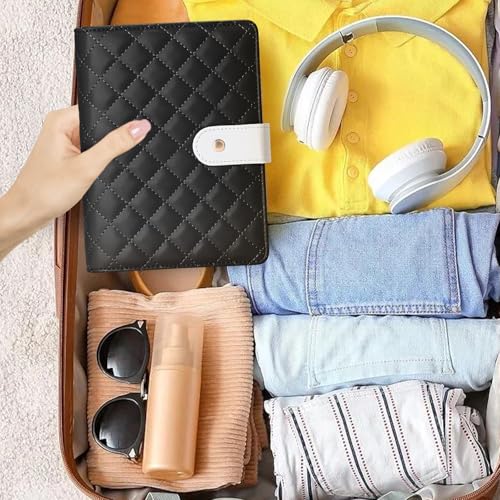 WOOMADA Travel Jewelry Organizer Case, Foldable Velvet Jewelry Storage Book with Clear Zipper Pouch and Built-in Mirror for Rings, Necklaces, Earrings, Bracelets（black） Black (with mirrori)